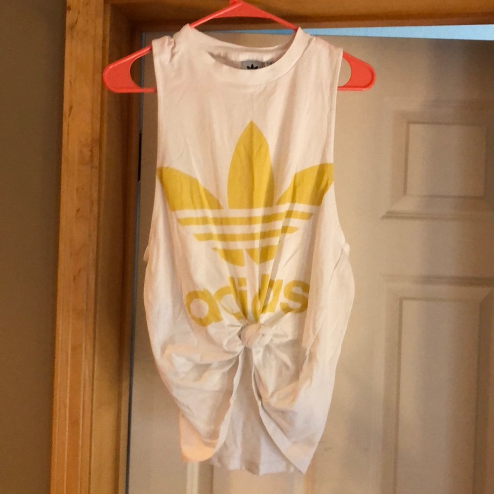 White/yellow adidas tank